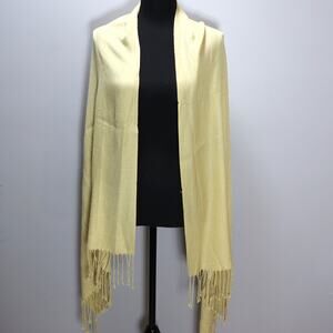 Pashmina 100% Cashmere Beige Fringe Wrap Scarf Shawl